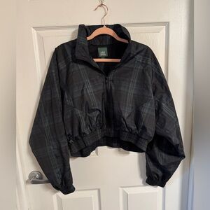 Wild Fable Black Green Plaid Bomber Jacket
